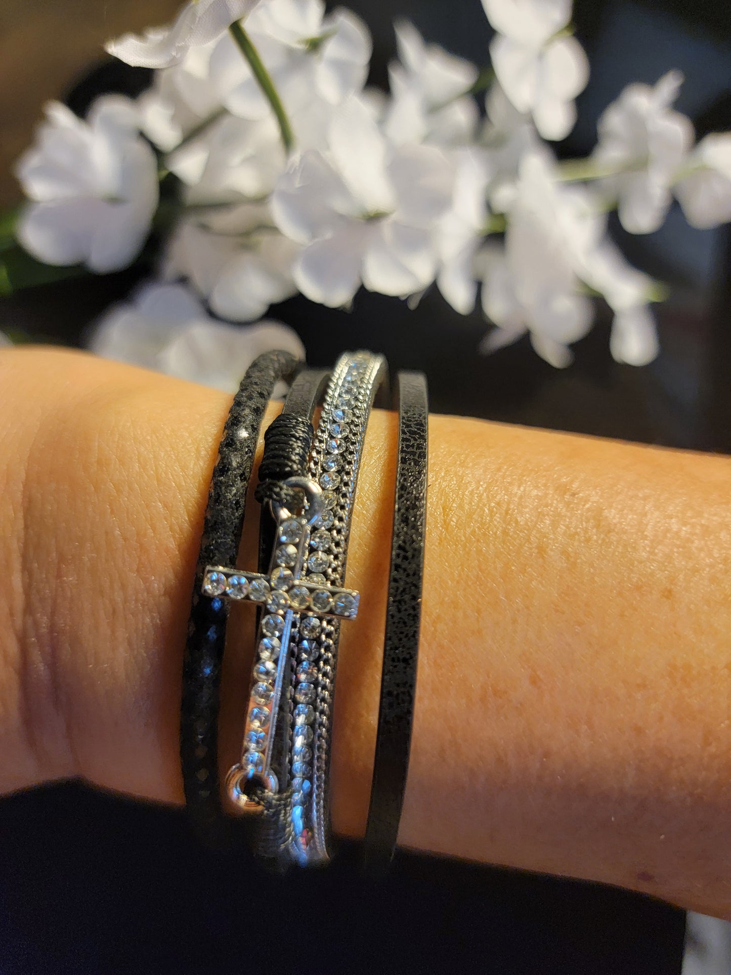 Bohemian Rhinestone Cross Bracelet