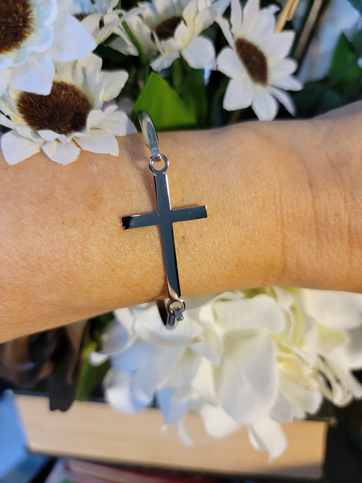 Stainless Steal Bangle Cross Bracelet