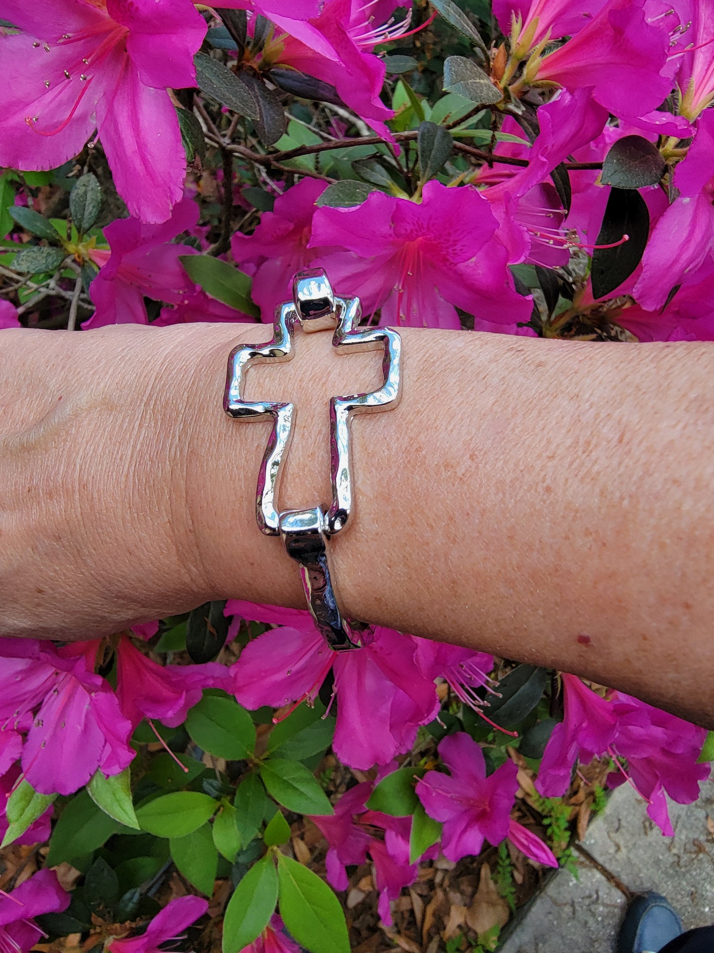 Hollow Cross Bangle Bracelet