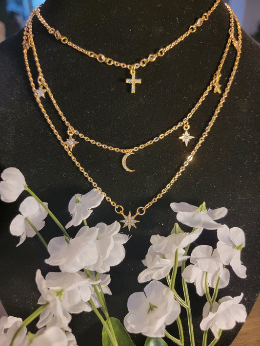 Multi-Layer Bohemian Cross Necklace
