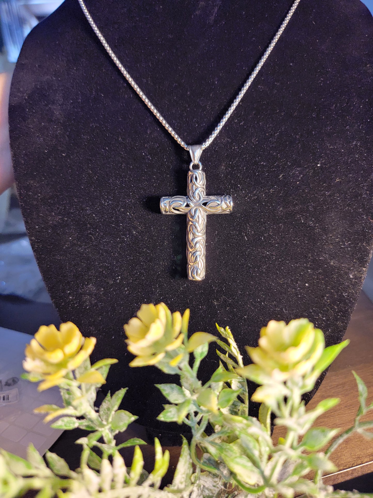 Celtic Knot Carved Cross Necklace