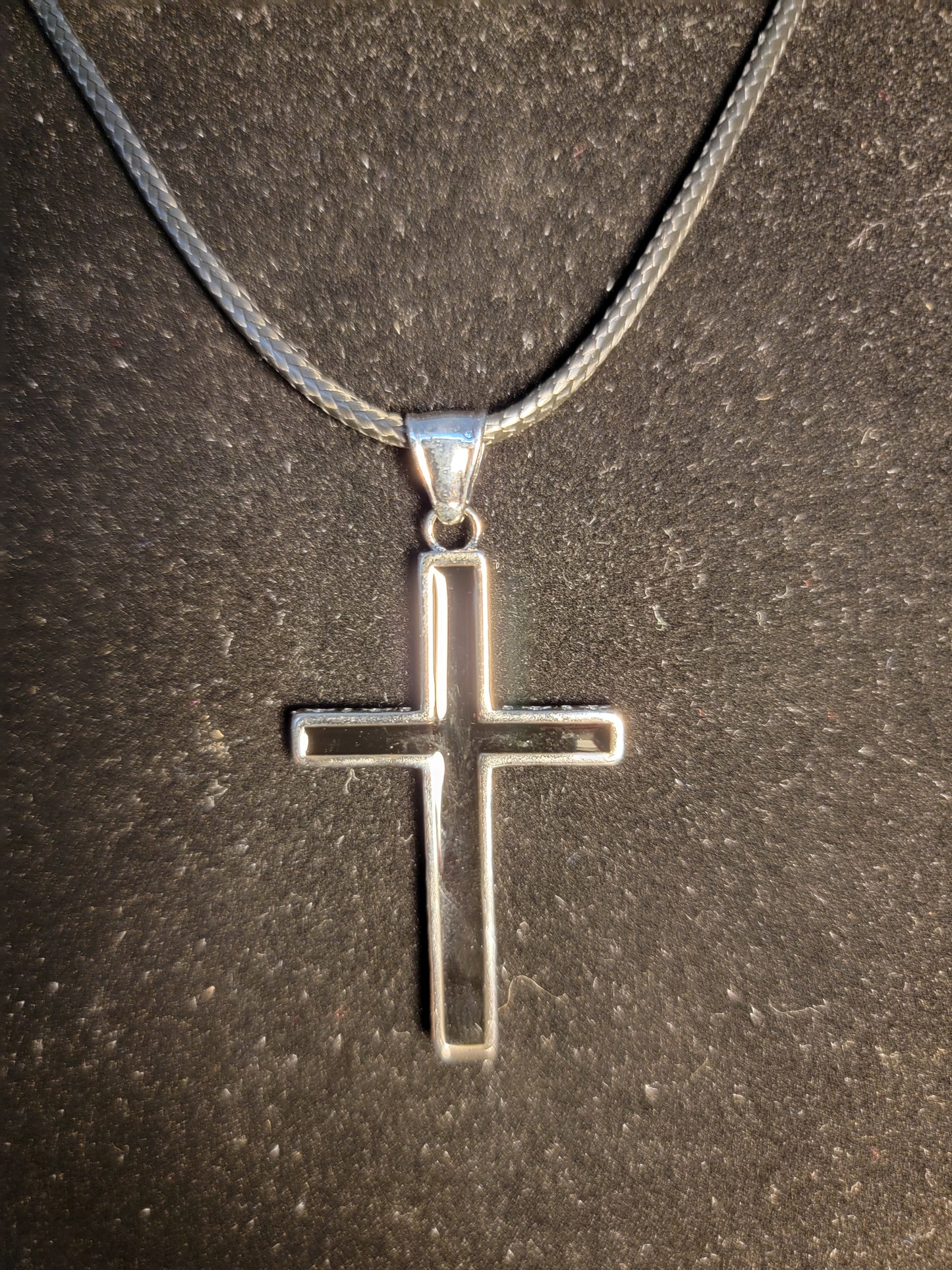 Sterling Silver Cross Pendant with Leather Choker