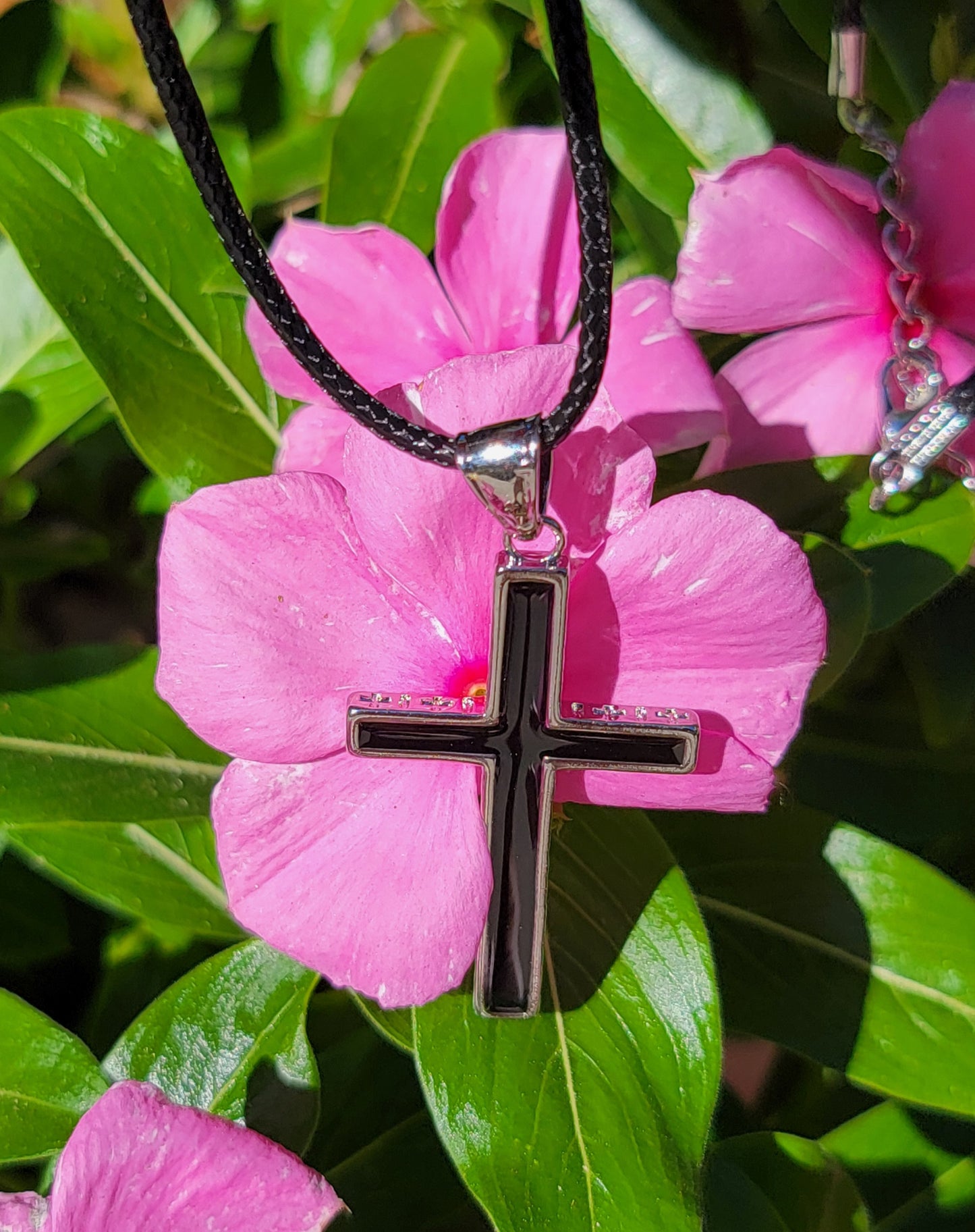 Sterling Silver Cross Pendant with Leather Choker