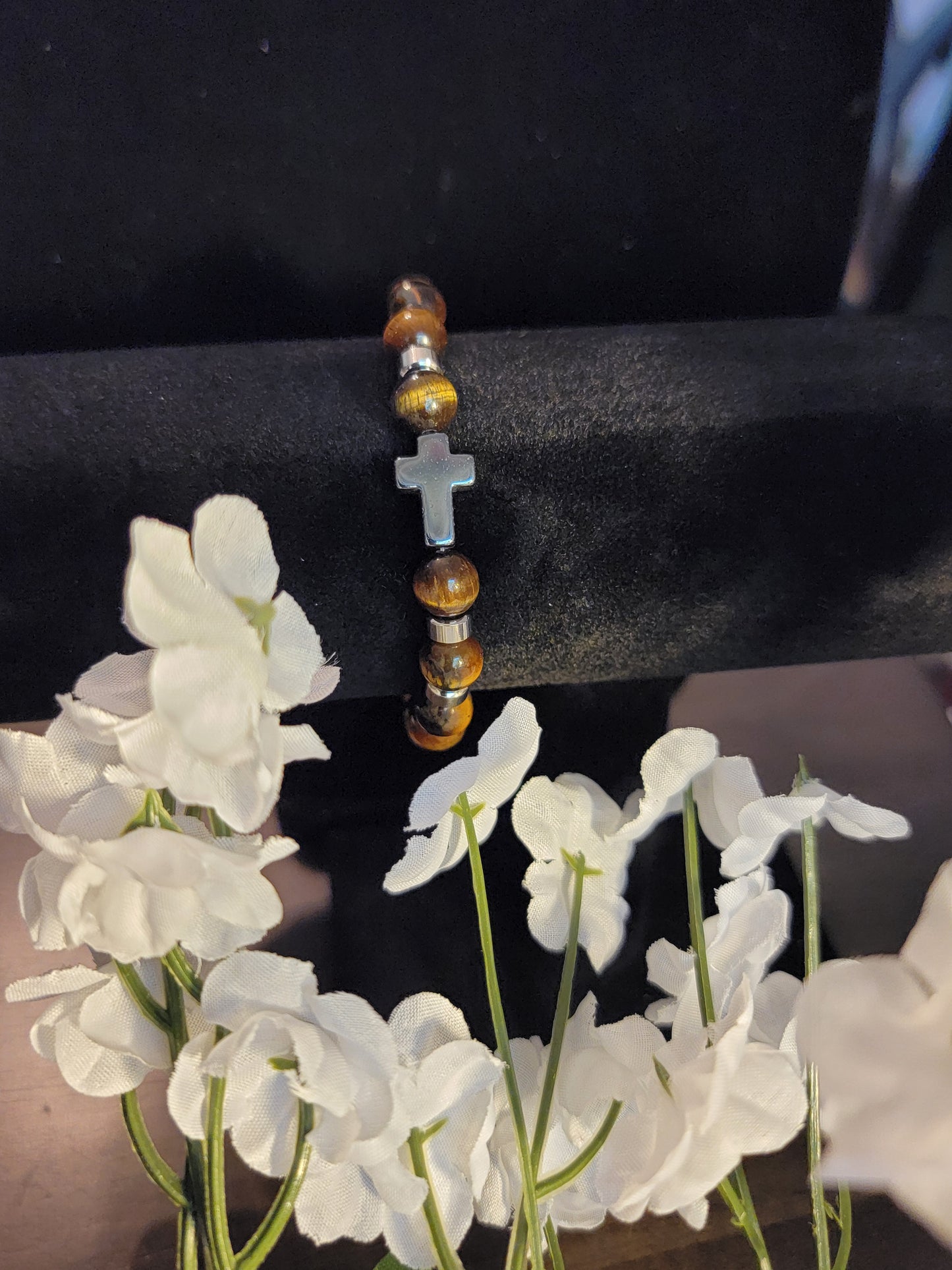 Natural Stone Cross Bracelet