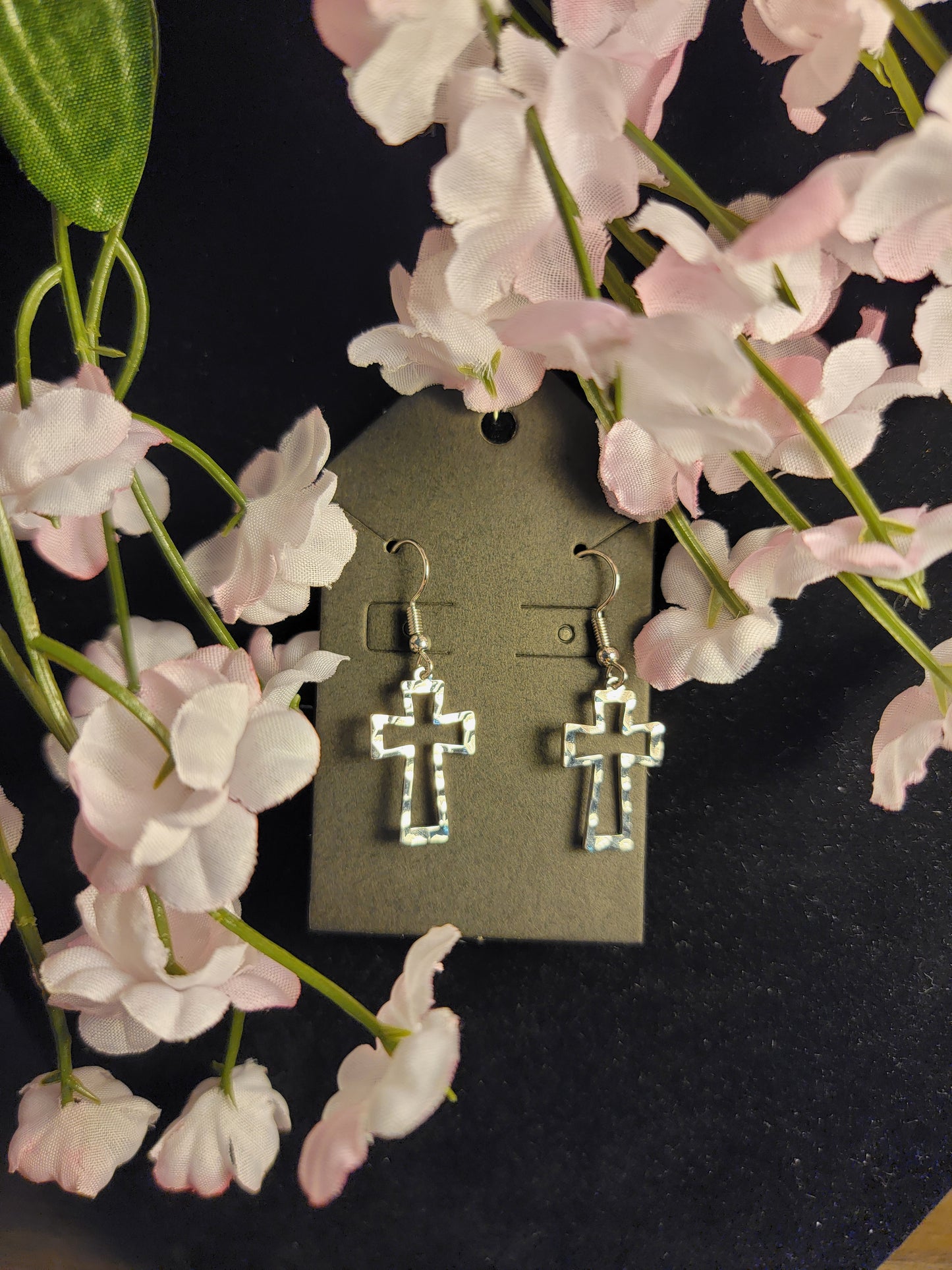 Hollow cross earrings