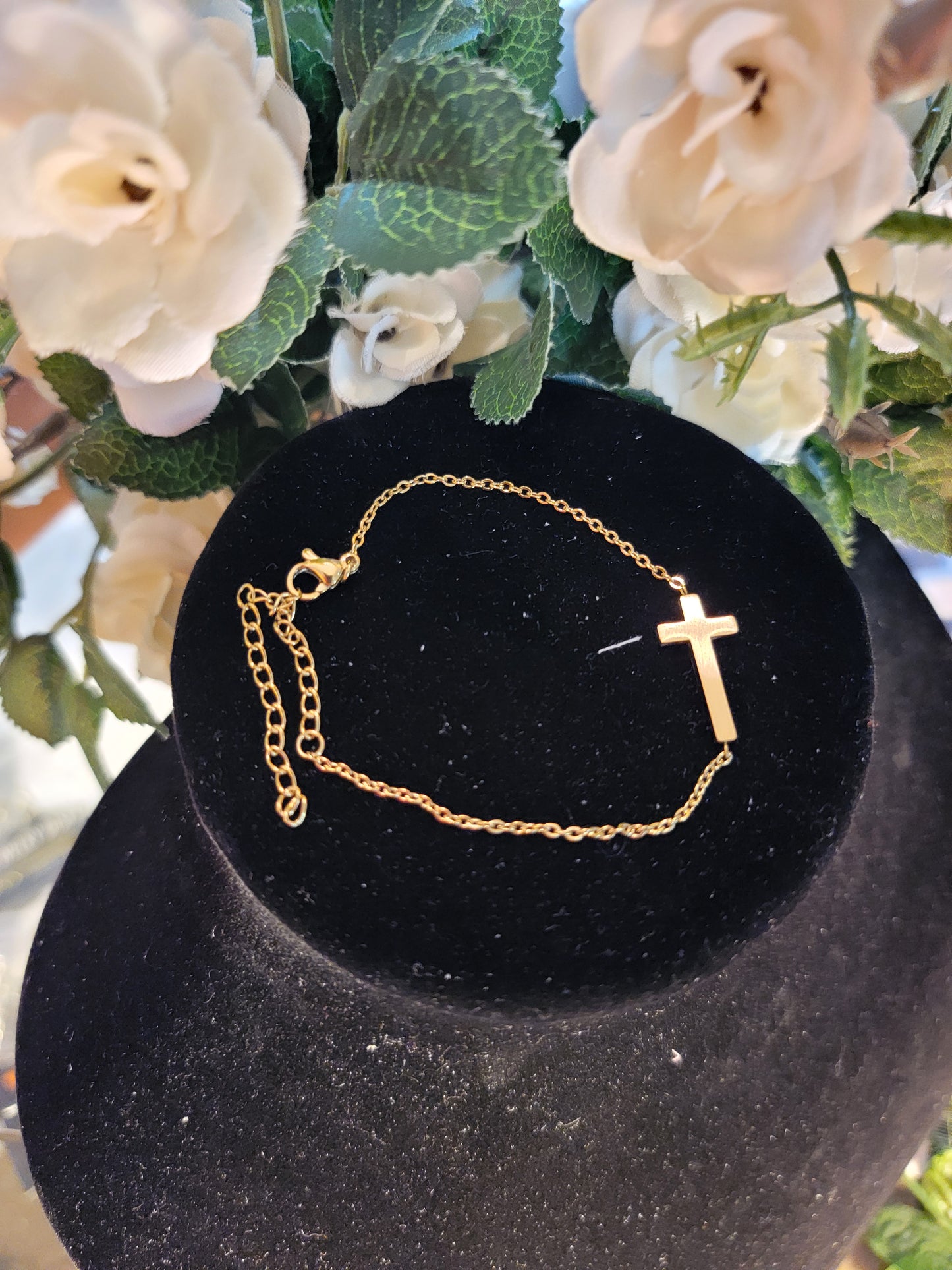 Stainless Steel Cross Anklet Gold