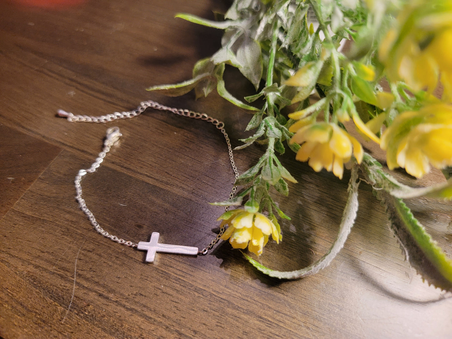 Stainless Steel Cross Anklet Silver