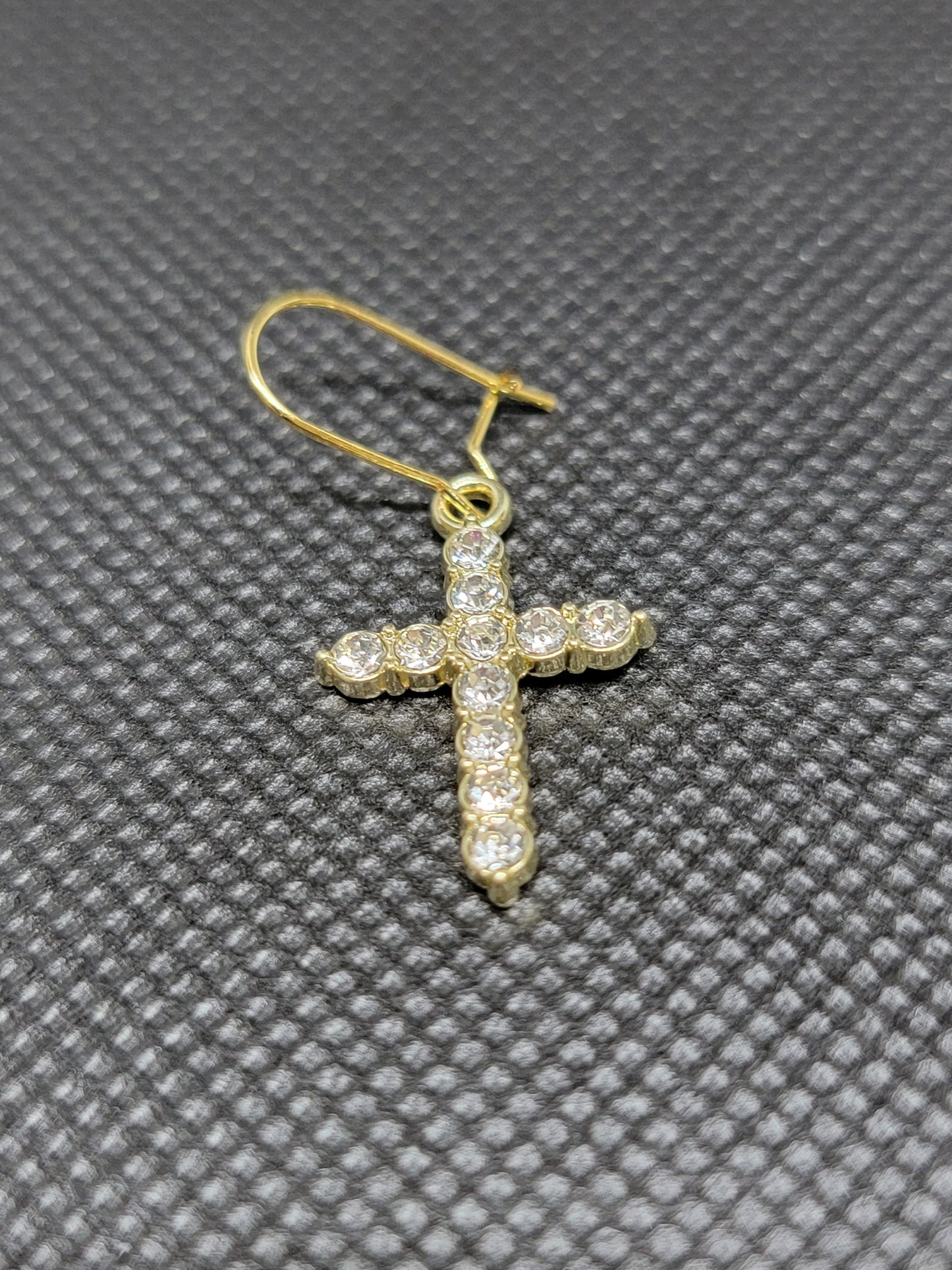 Gold cross earrings with rhinestones