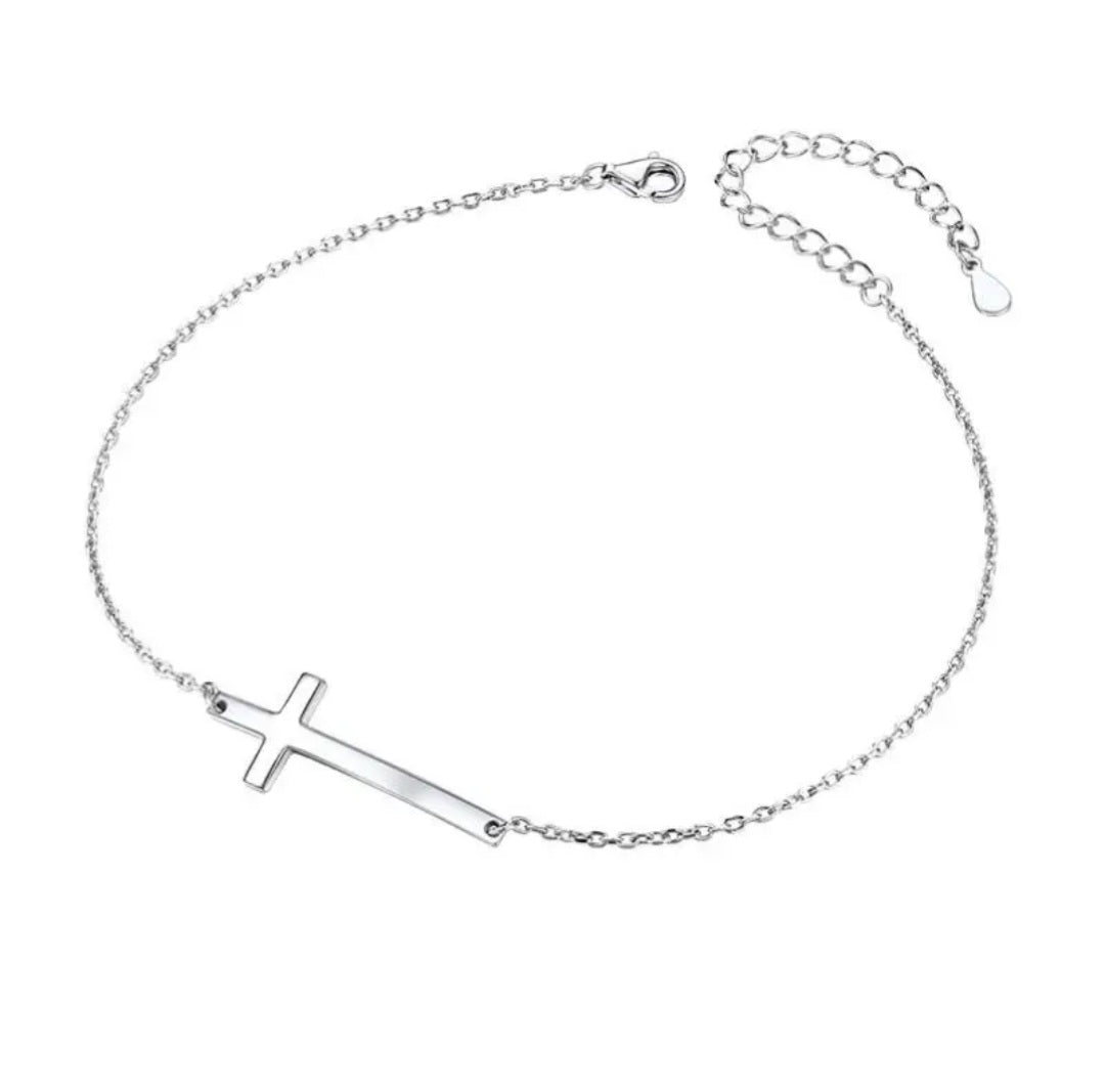 Sterling Silver Cross Anklet