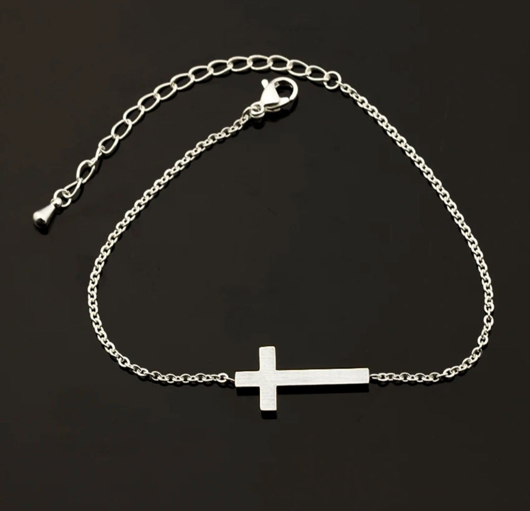 Stainless Steel Cross Anklet Silver