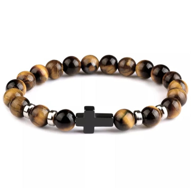 Natural Stone Cross Bracelet