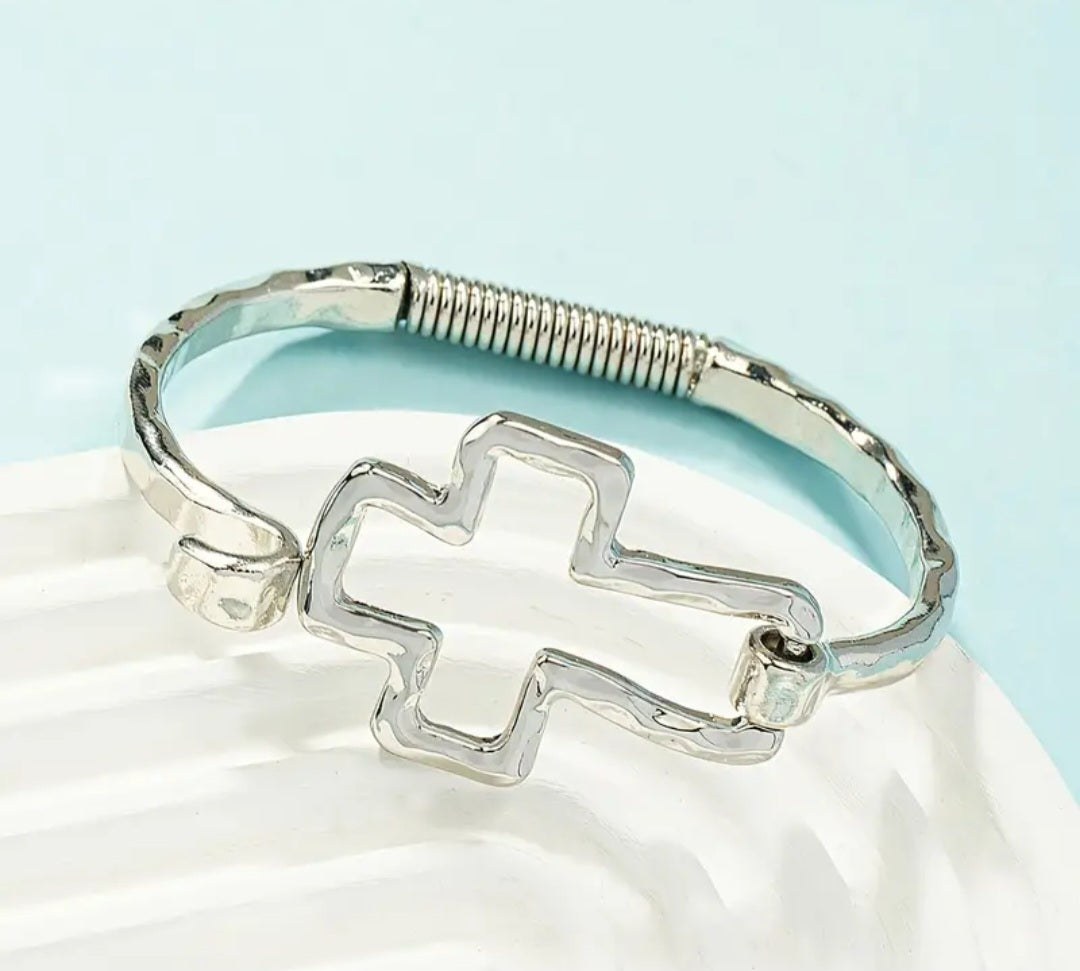 Hollow Cross Bangle Bracelet