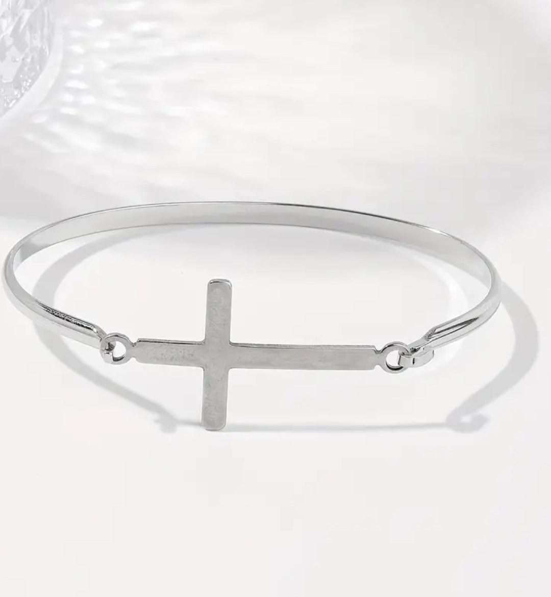 Stainless Steal Bangle Cross Bracelet