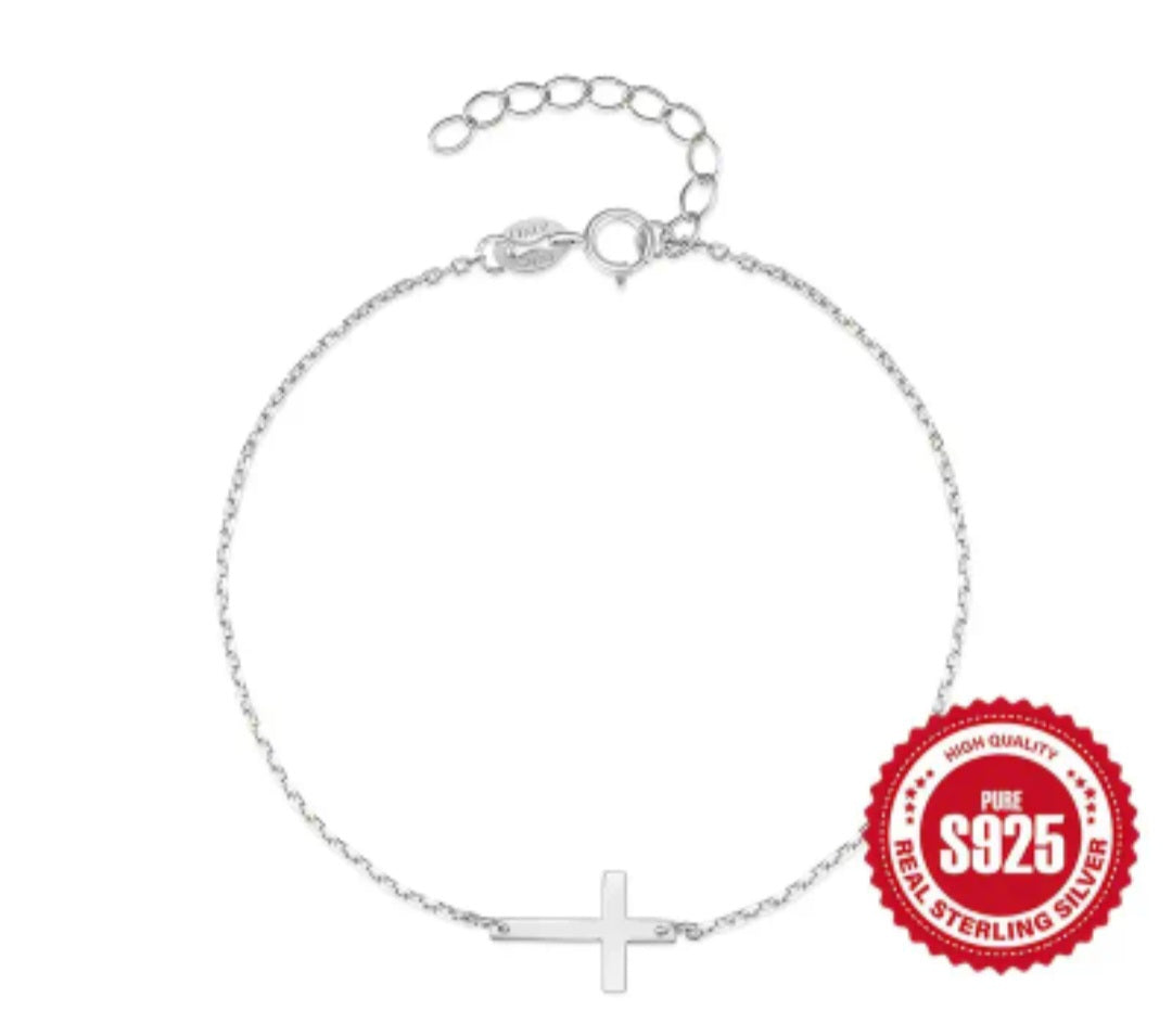 Sterling Silver Mini Cross Bracelet