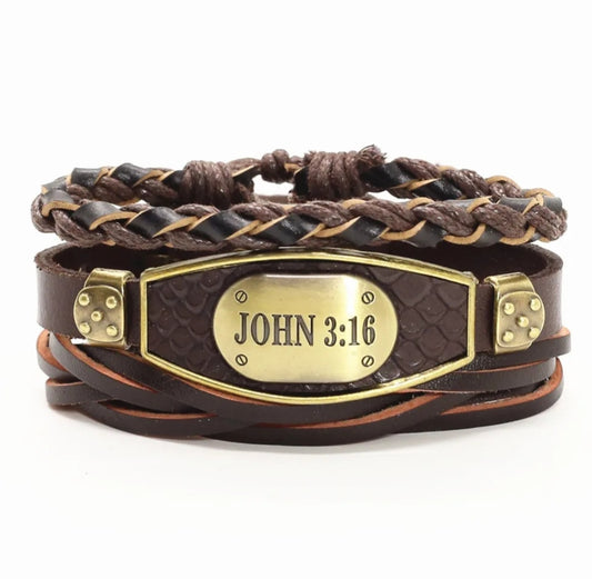John 3:16 Genuine Leather with Bronze