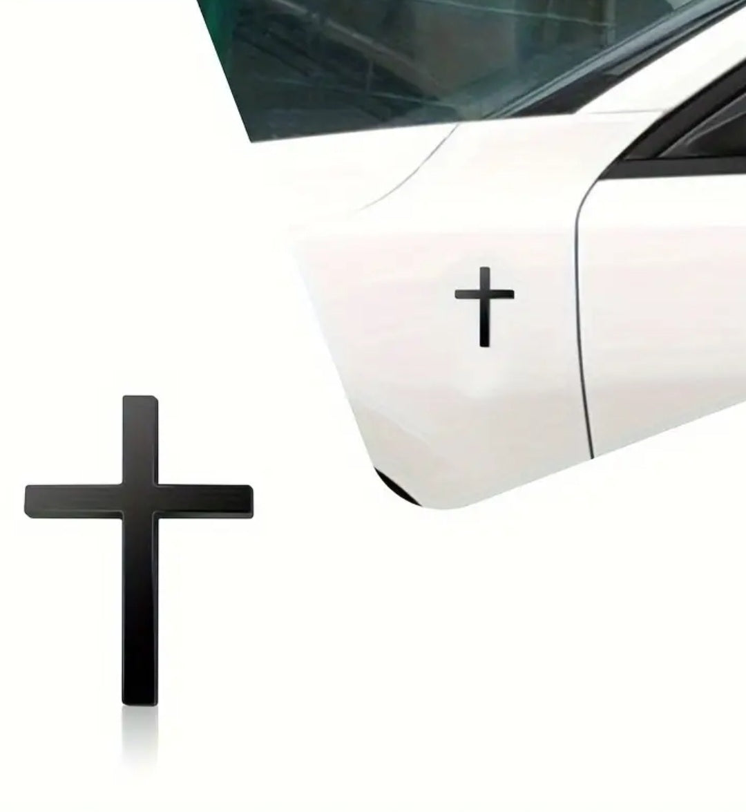 Car Emblem Cross Sticker- Black