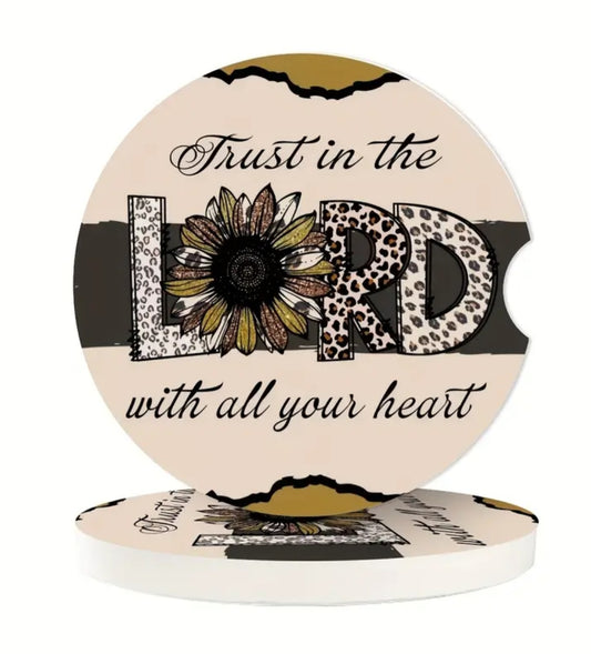Car Cup Holder Coasters - Trust In The Lord