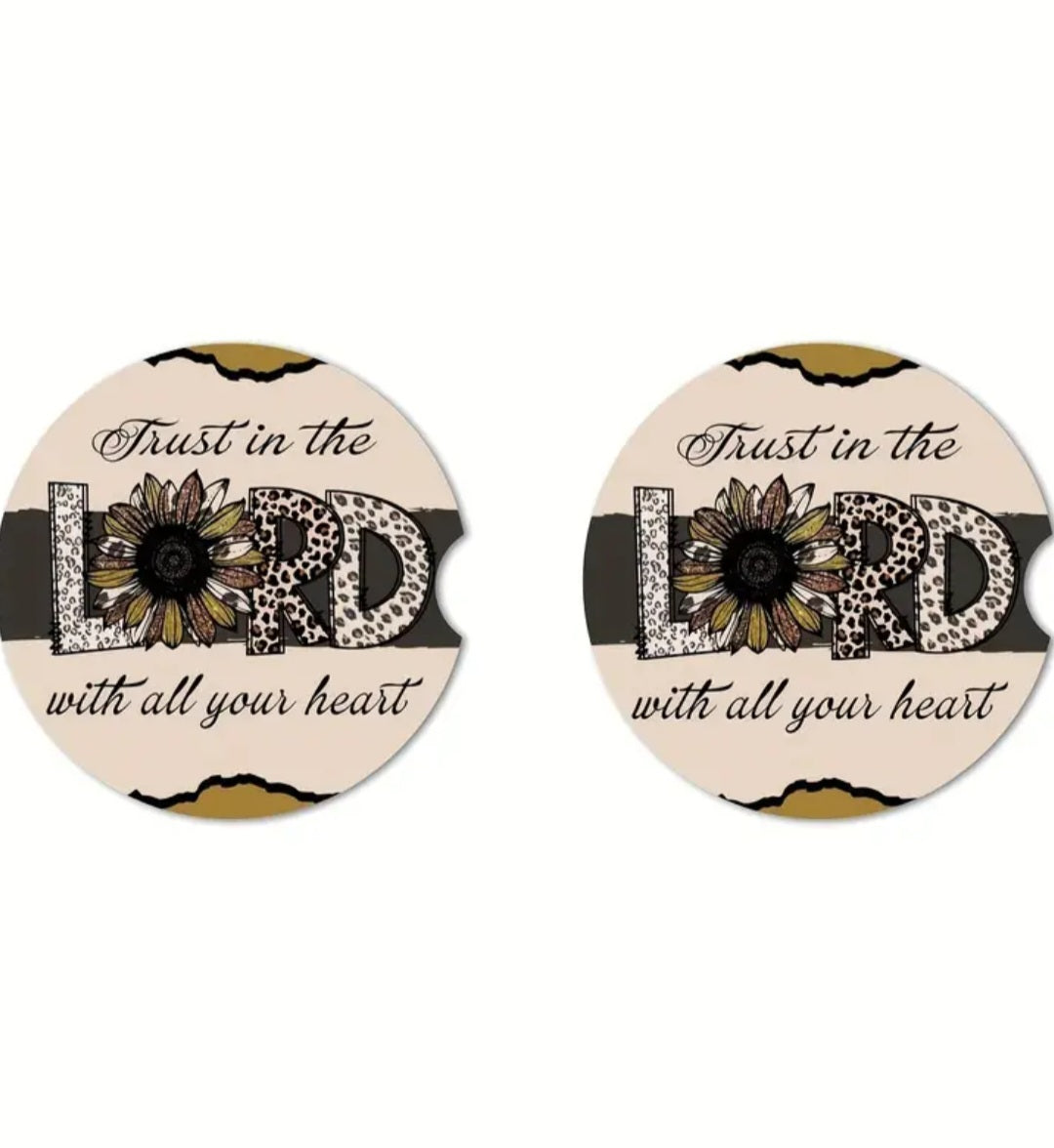 Car Cup Holder Coasters - Trust In The Lord
