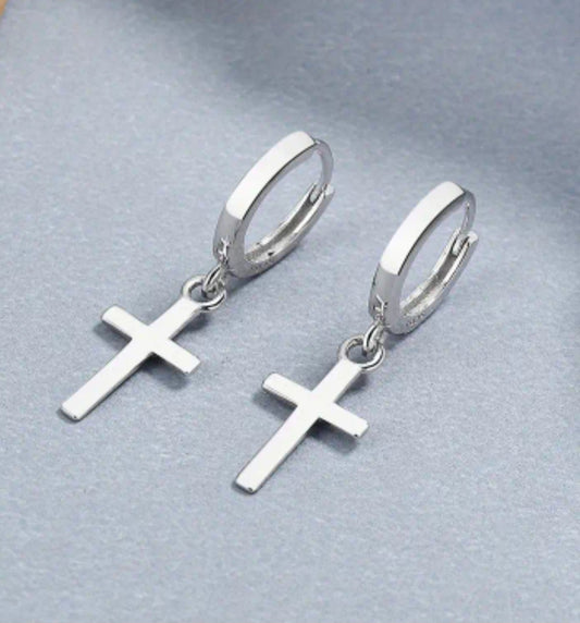 Sterling Silver Dangle Cross Earrings