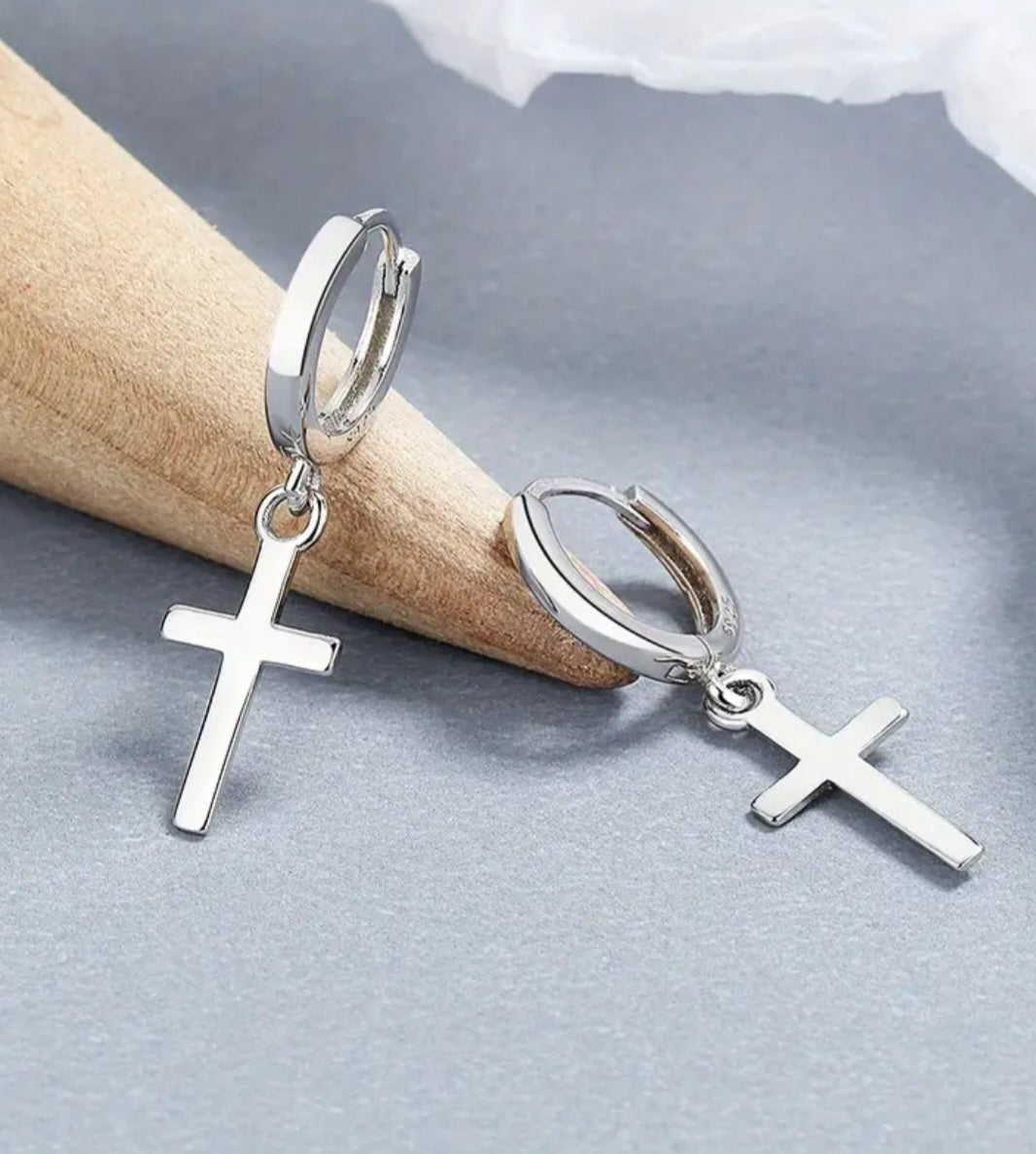Sterling Silver Dangle Cross Earrings