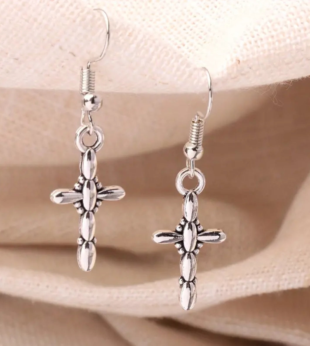 Simple Vintage Cross Dangle Earrings