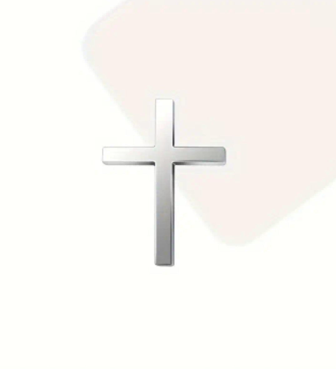 Car Emblem Cross Sticker- Silver