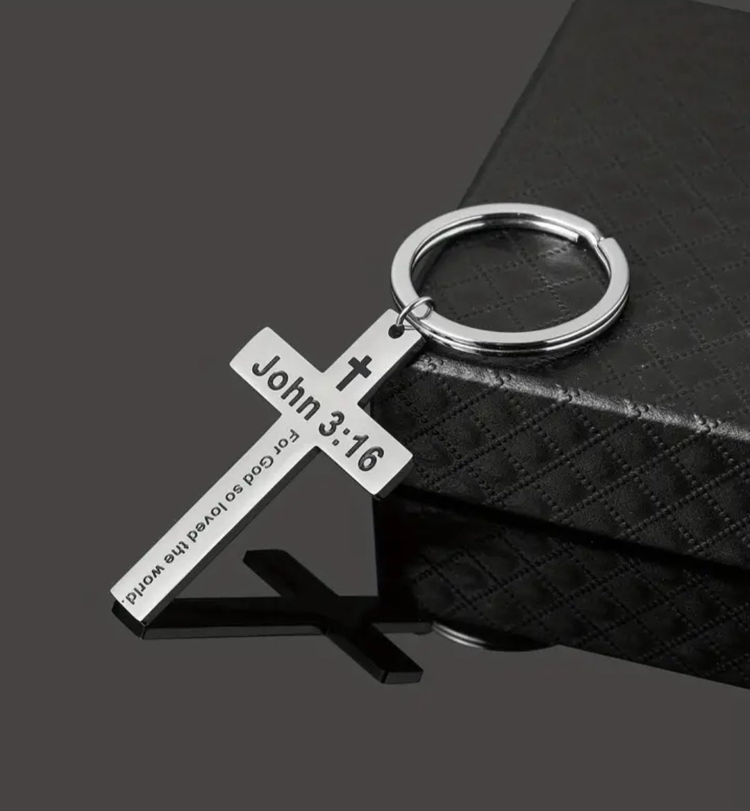 John 3:16 Cross Key Chain