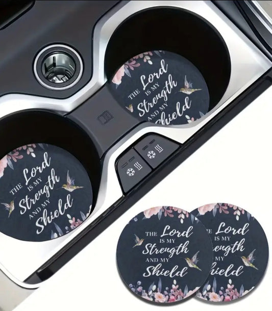 Car Cup Holder Coasters - The Lord is my Strength