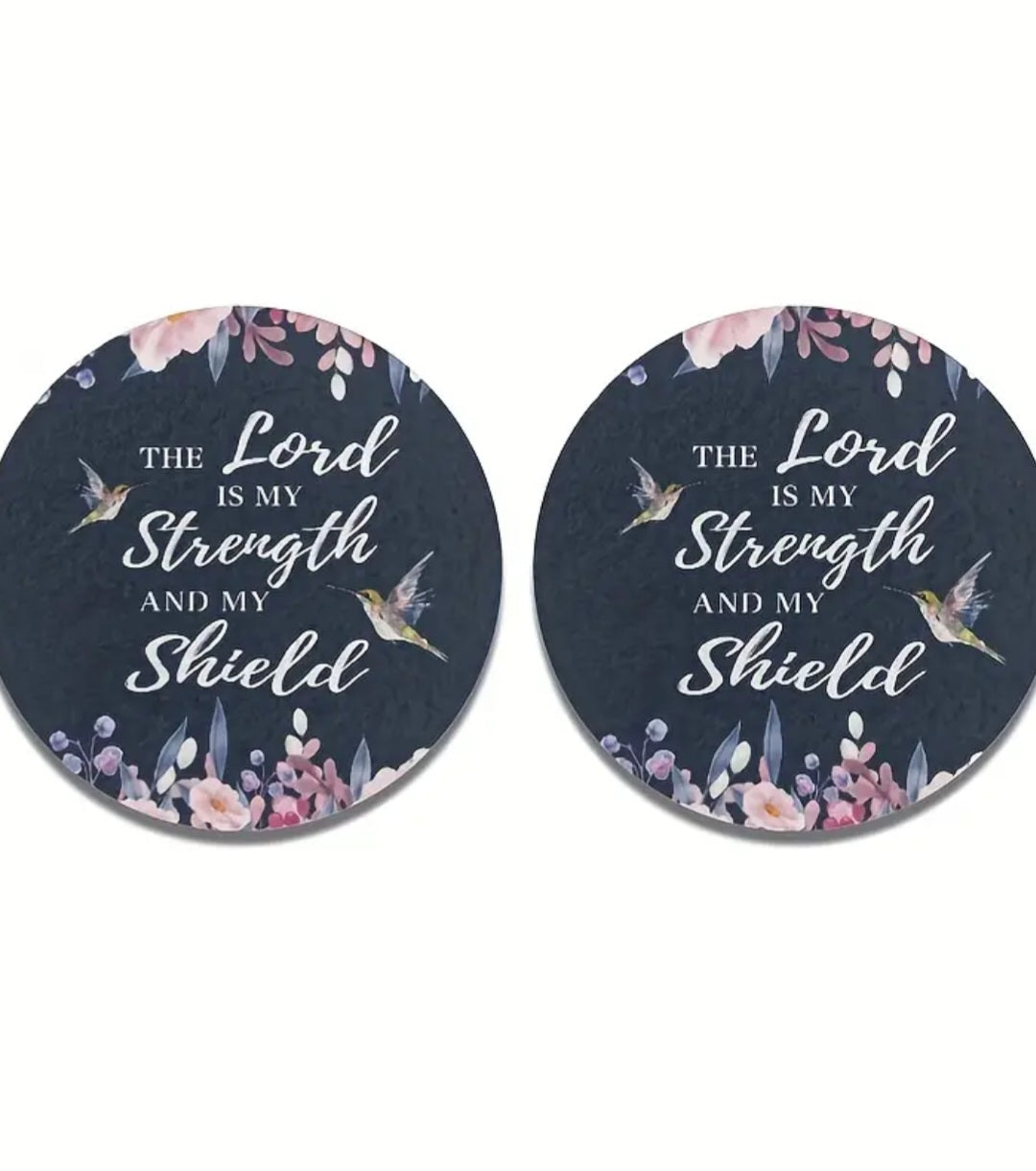 Car Cup Holder Coasters - The Lord is my Strength