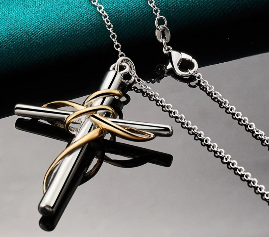 Silver cross with gold wrap