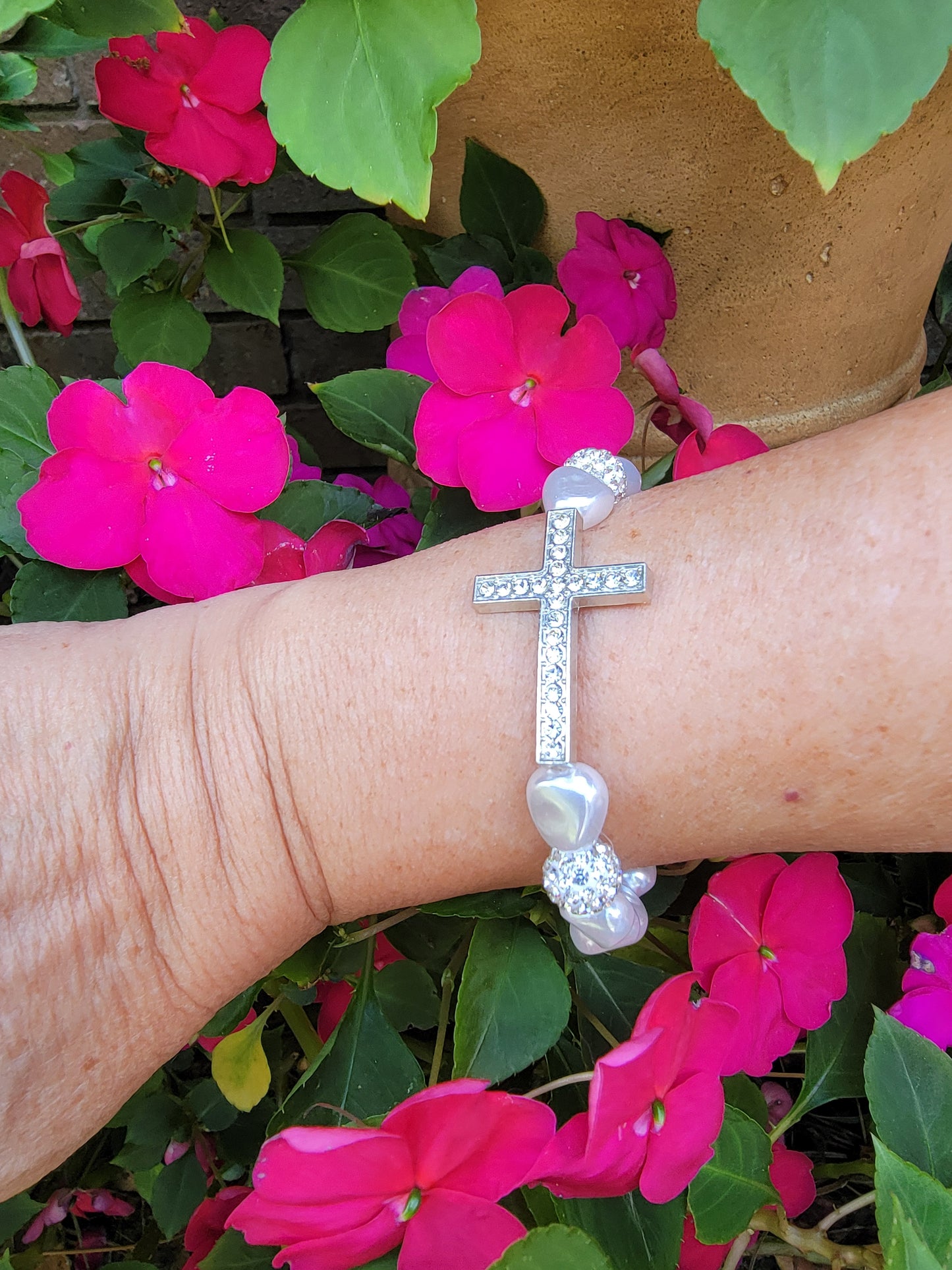 Pearl Cross Bracelet