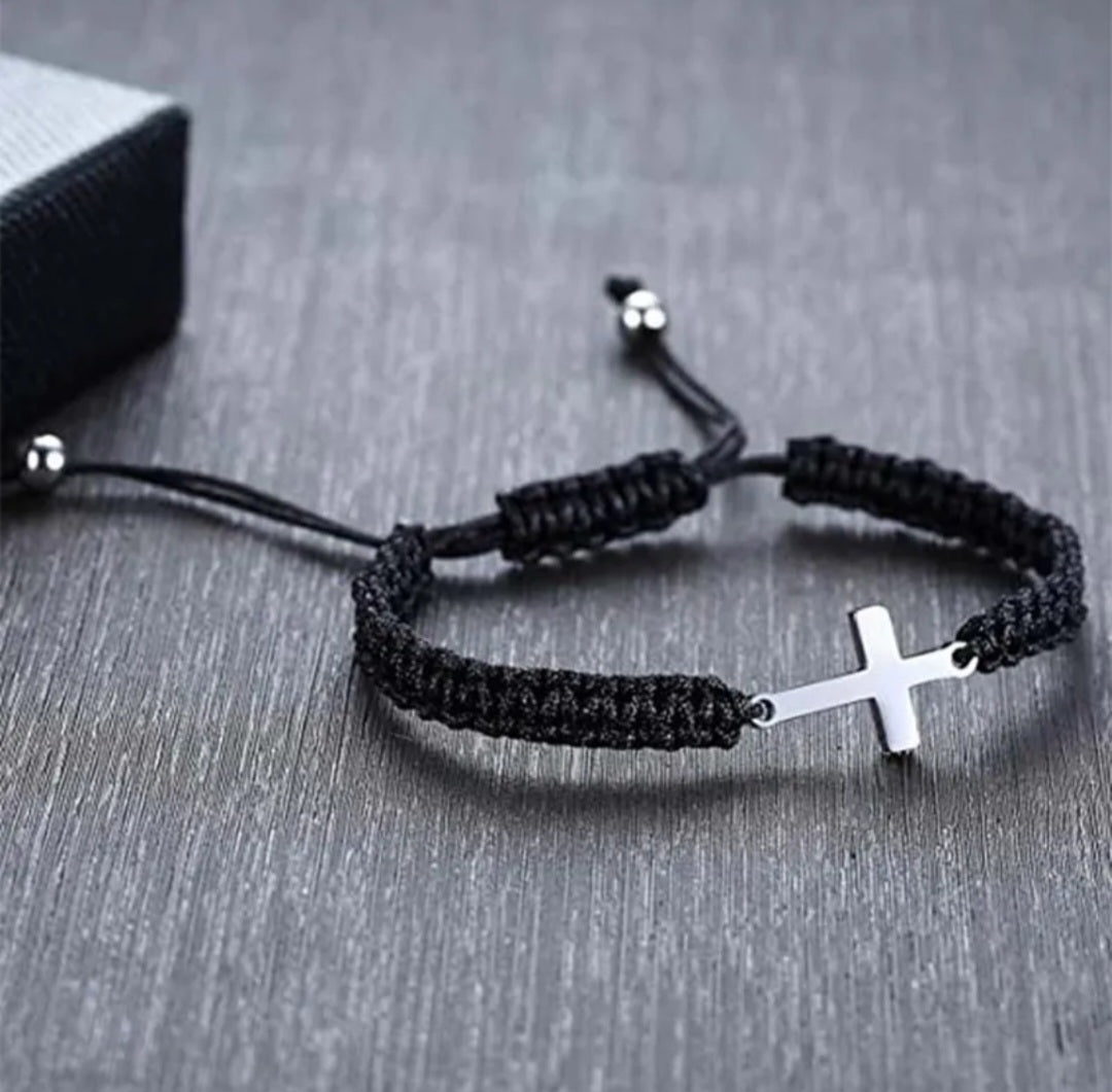 Braded Rope Cross Bracelet