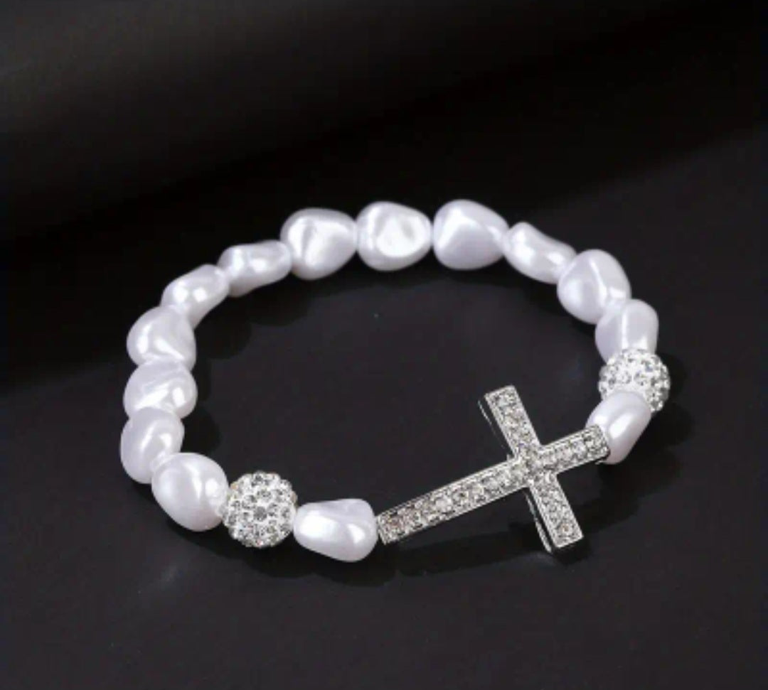 Pearl Cross Bracelet