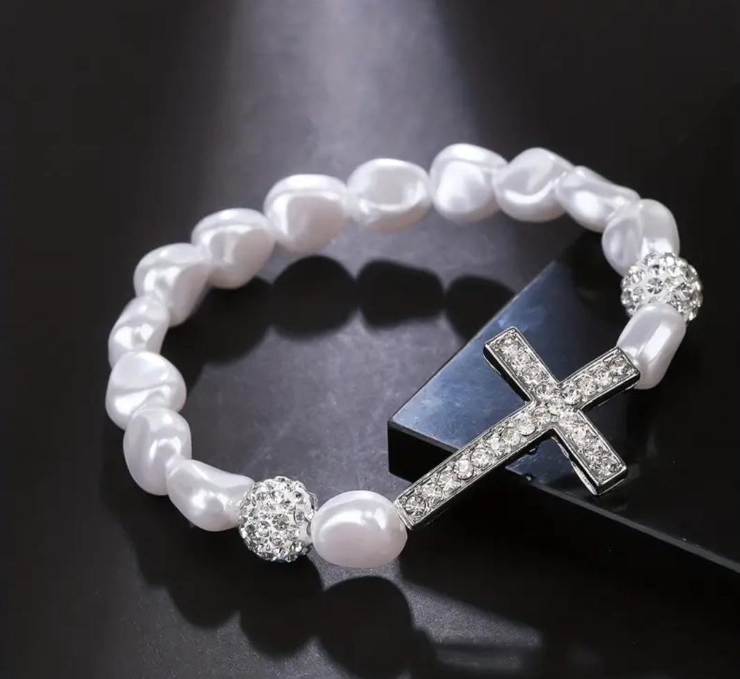 Pearl Cross Bracelet