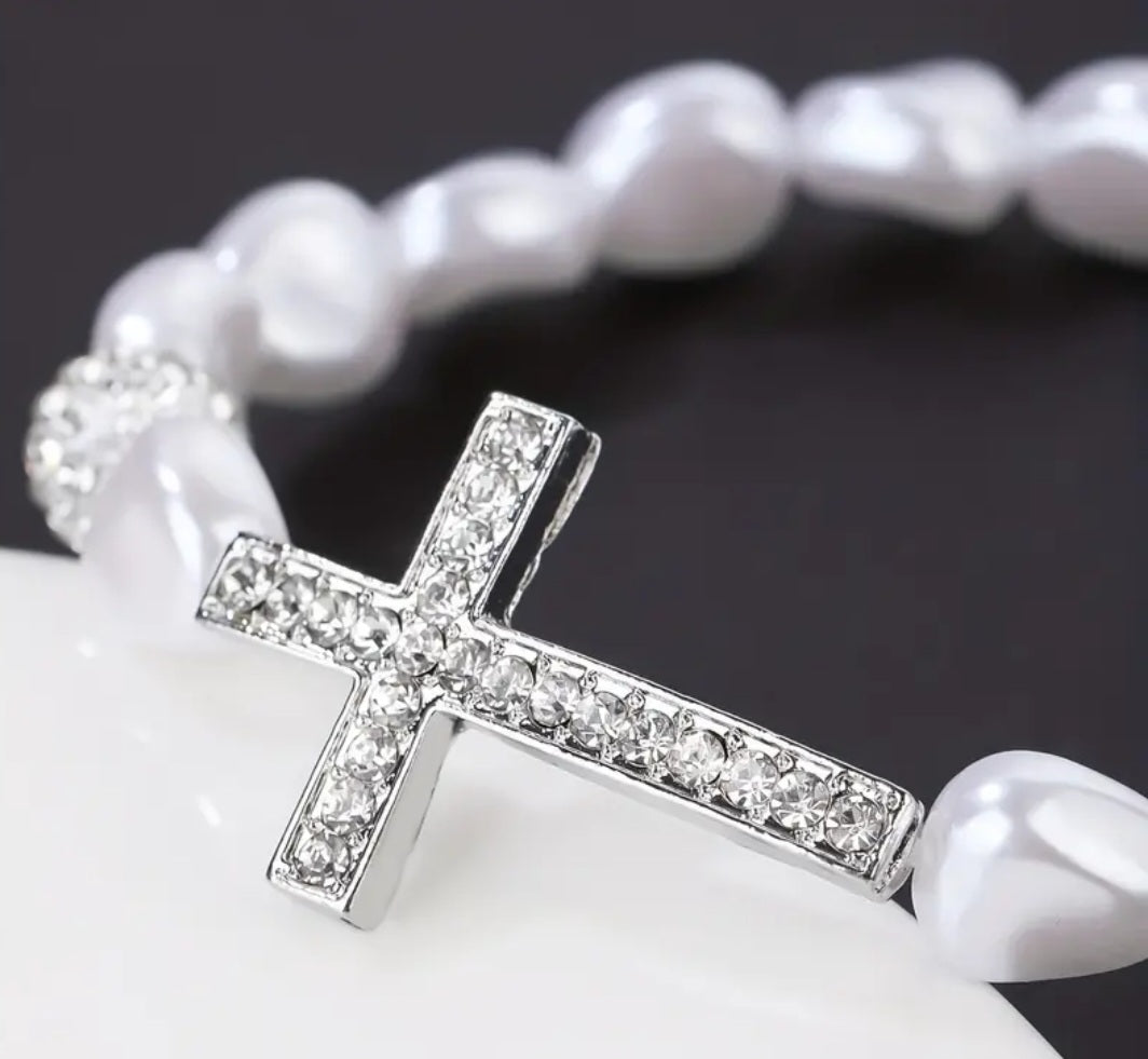 Pearl Cross Bracelet