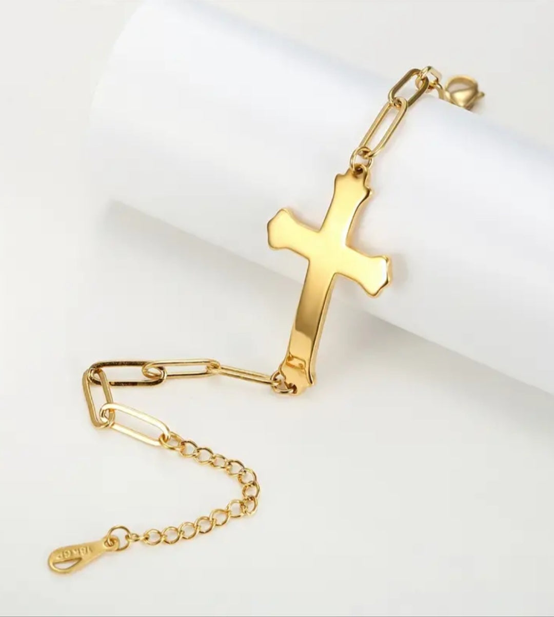 Gold cross bracelet